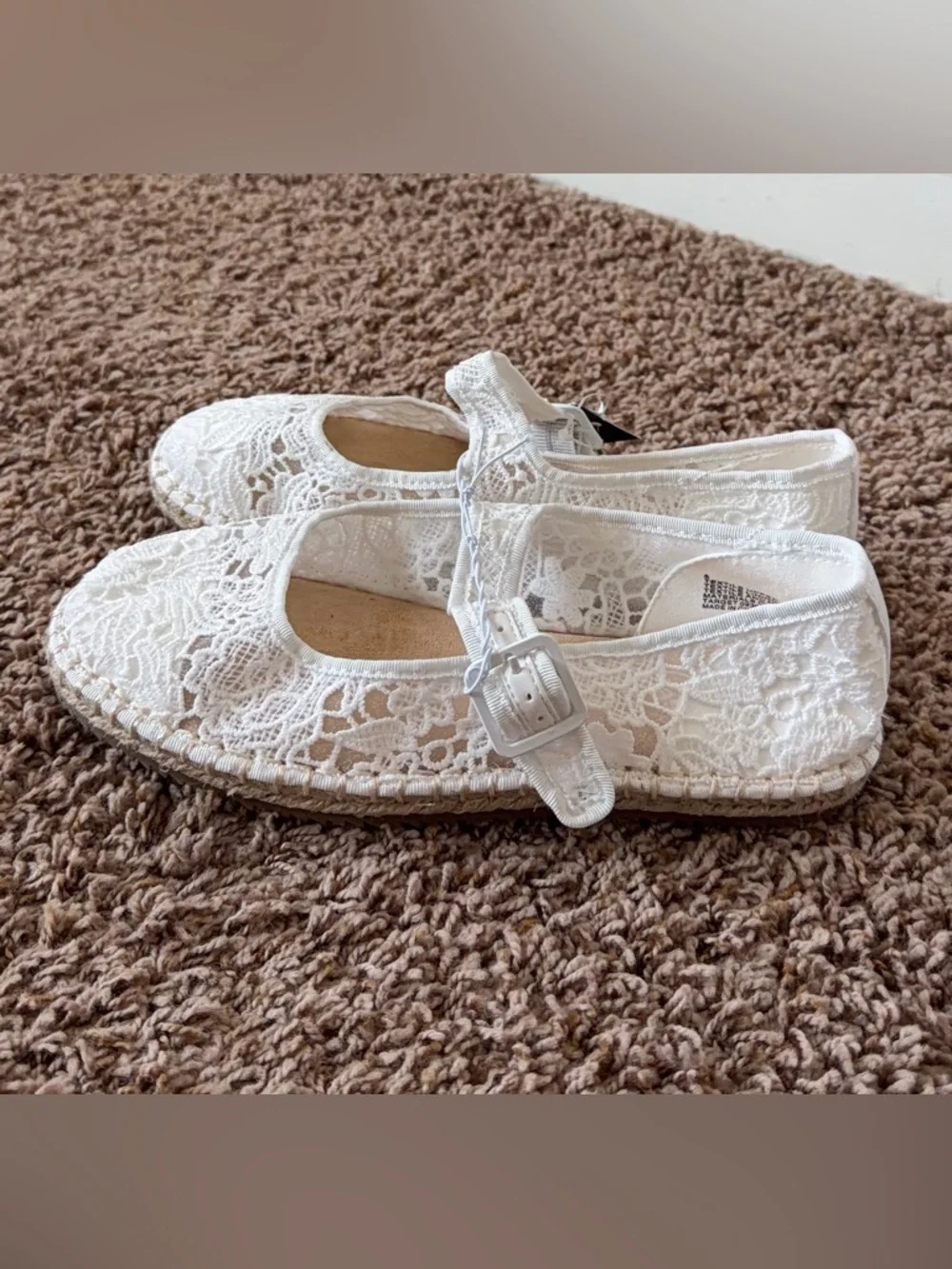 Art Class White Lace Mary Jane Espadrille Youth 5  Flats Coquette - Picture 2 of 7